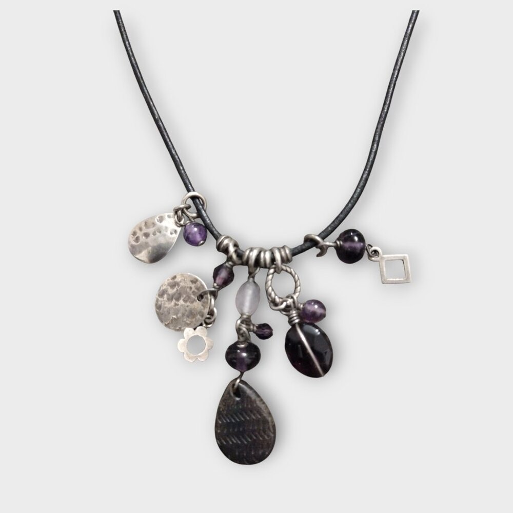 Silpada Sterling and Leather Charm Necklace